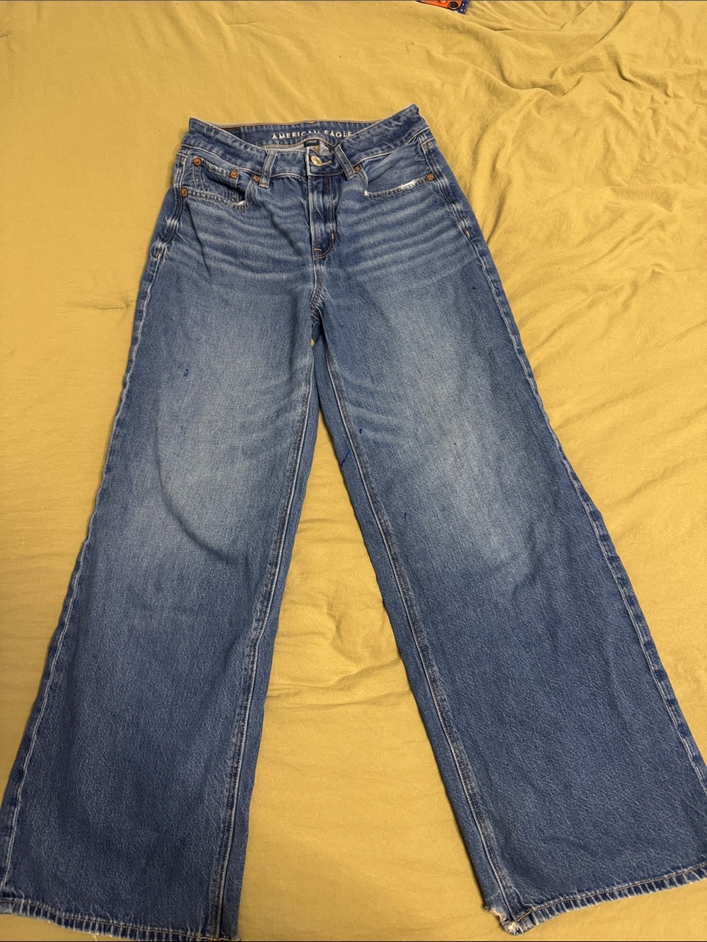 American Eagle Outfitters Medium Blue High-Rise Wide Leg Jeans